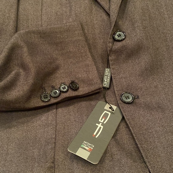 NWT Sartoria Italiana wool cashmere herringbone grey sport coat jacket 44R - Picture 5 of 14